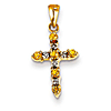 14kt Yellow Gold 5/8in Citrine and Diamond Cross Pendant