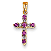 14kt Yellow Gold 5/8in Amethyst and Diamond Cross Pendant