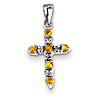 14k White Gold 5/8in Citrine and Diamond Cross Pendant