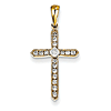 14k Yellow Gold 1/4 ct Diamond Beaded Cross Pendant