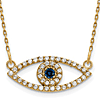 14k Yellow Gold Sapphire Evil Eye Necklace with Diamonds