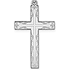 14kt White Gold 1in Floral Laser Etched Cross Pendant