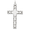 14kt White Gold Floral Laser Etched Cross