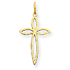 14k Yellow Gold Laser Cut Passion Cross Charm 5/8in
