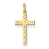 Laser Designed Fish Cross Charm 5/8in 14k Yellow Gold