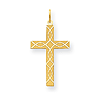 14k Yellow Gold Latin Cross Pendant with Ichthus Fish Design