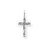14k White Gold Laser Cut Floral Cross Pendant 5/8in