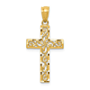 14k Yellow Gold Diamond-cut Open Filigree Cross Pendant 7/8in
