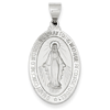 14kt White Gold 15/16in Hollow Oval Miraculous Medal
