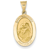 14kt Yellow Gold 3/4in Oval Hollow St Anthony Medal