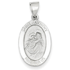 14kt White Gold 3/4in Oval Hollow St Anthony Medal