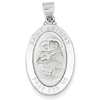 14kt White Gold 1in Oval Hollow St Anthony Medal