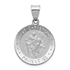 14k White Gold Hollow St Christopher Medal 3/4in