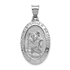 14k White Gold Oval Hollow St Christopher Medal 1in
