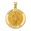 14k Yellow Gold Hollow St. Florian Medal 1in