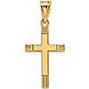14k Yellow Gold Cross Pendant with Lined Tips 3/4in