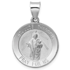 14k White Gold Small St Jude Thaddeus Medal - Hollow