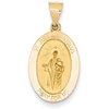 14kt Yellow Gold 3/4in Oval Hollow St Jude Medal