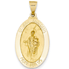 14kt Yellow Gold 1in Hollow Oval St Jude Medal