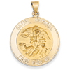 14kt Yellow Gold Hollow 1in Round St Michael Medal