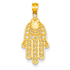 14k Yellow Gold Fancy Chamseh Pendant 3/4in