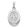 14k White Gold Hollow Miraculous Medal 5/8in