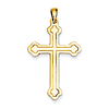 14kt Yellow Gold 1 1/4in Budded Cross with Stamped Outline