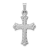 14k White Gold Hollow Budded Cross Pendant 3/4in