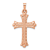 14k Rose Gold Hollow Budded Cross Pendant 1in