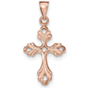 14k Rose Gold Fleur di Lis Cross Pendant 1in