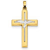 14k Yellow Gold Rhodium Holy Spirit Cross with Dove 1in