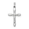 14k White Gold Hollow Tapered INRI Crucifix Pendant 1in
