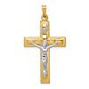 14k Two-tone Raised Block INRI Crucifix Pendant 1.25in