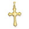 14k Yellow Gold 3/4in Budded Cross with Milgrain