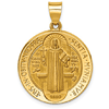 14k Yellow Gold St. Benedict Reversible Hollow Medal 7/8in