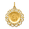 14k Yellow Gold Fancy Spanish Communion Medal