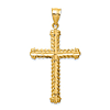 14k Yellow Gold Diamond-cut Cross Pendant 1.25in
