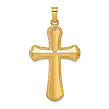14k Yellow Gold Hollow Polished Beaded Edge Cross 1in