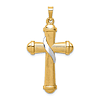 14k Two-tone Gold Hollow Polished Methodist Cross 1in