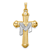 14k Two-tone Gold Hollow Polished Draped Cross 1in