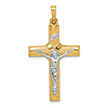 14k Two-tone Gold Hollow Polished Wrapped Center Crucifix 1in
