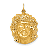 14k Yellow Gold Hollow Polished and Satin Medium Jesus Medal 3/4in