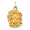 14k Yellow Gold Hollow Polished and Satin Small Jesus Medal 1/2in