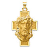 14k Yellow Gold Hollow Polished and Satin Jesus Cross Pendant 1 1/2in