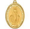 14k Yellow Gold Oval Miraculous Medal 1.25in