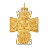14k Yellow Gold Wide Four Way Cross Pendant 1in