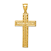 14k Yellow Gold Multi-Texture Diamond-cut Cross Pendant 1 1/2in