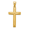 14k Yellow Gold Diamond-cut Cross Pendant with Bead Edge 1 1/4in