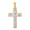 14k Two-tone Gold Bright Diamond-cut Cross Pendant 1 1/4in
