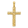14k Yellow Gold Nugget Cross Pendant 1 1/2in